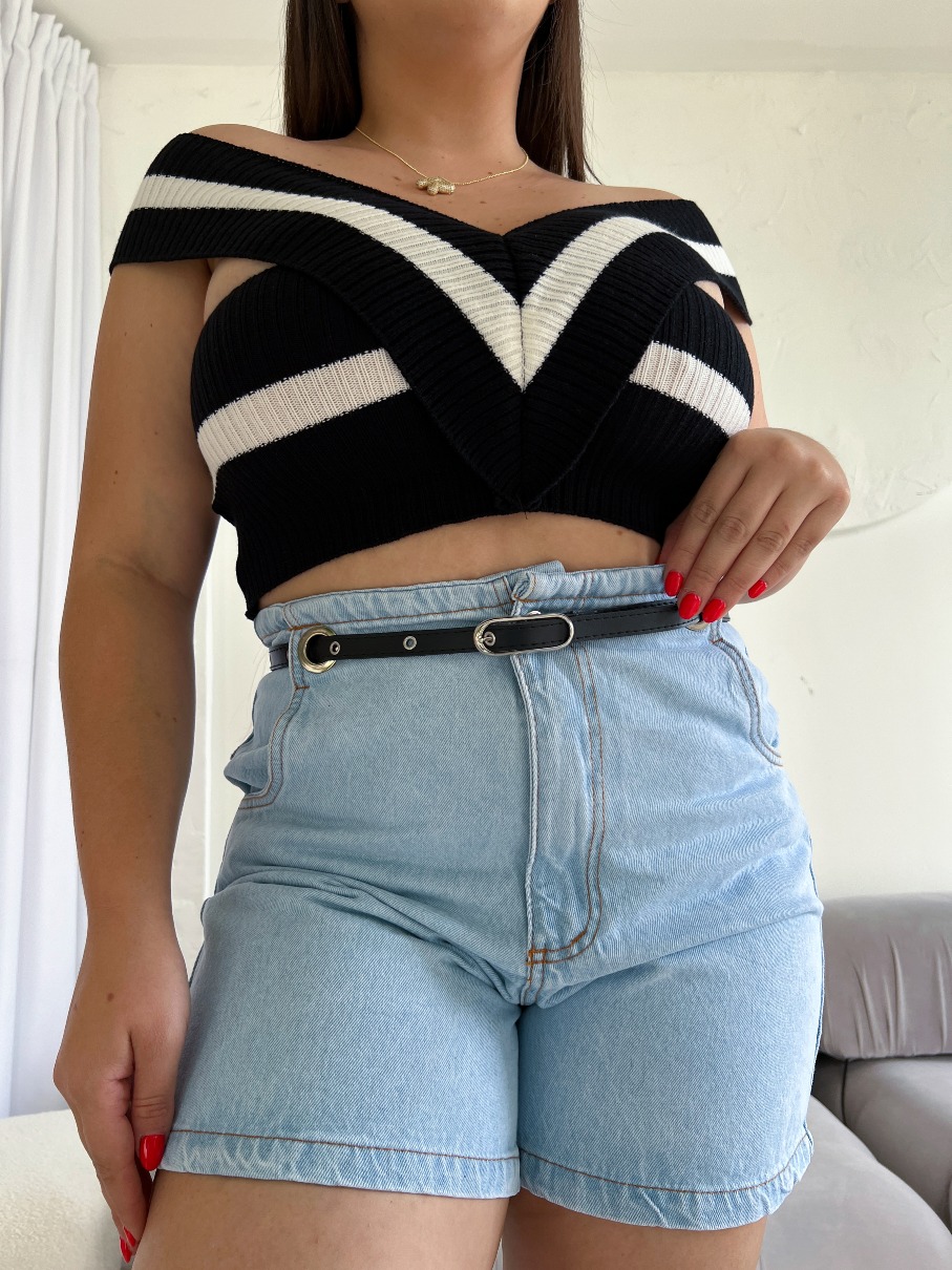 Top Tejido de Franja Blanca mr3