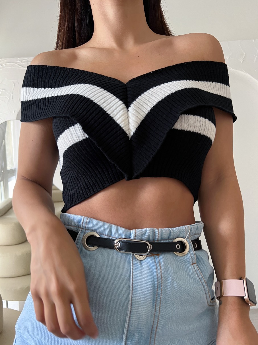 Top Tejido de Franja Blanca mr3