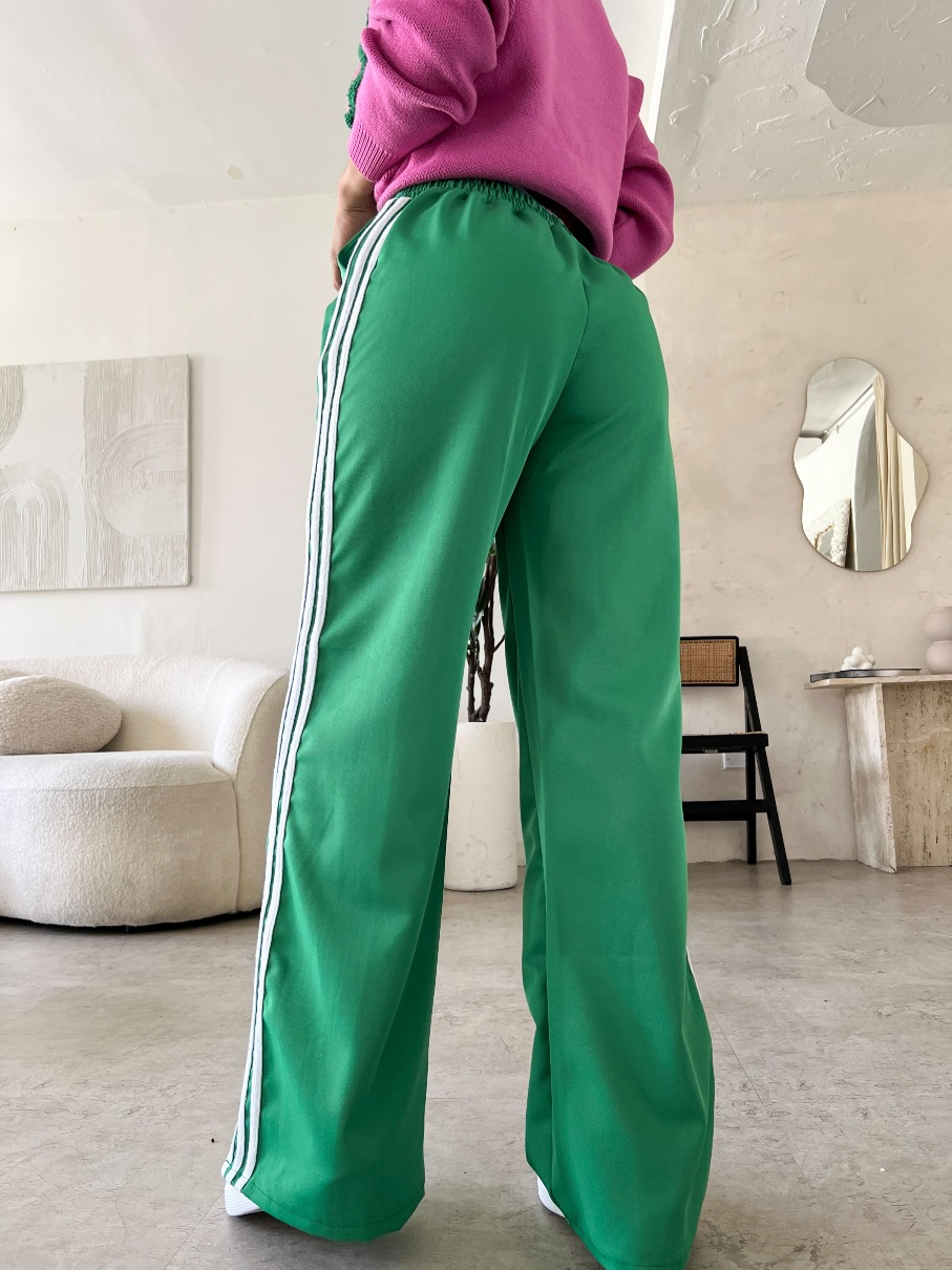 Pantalon Verde Pretina Blanca