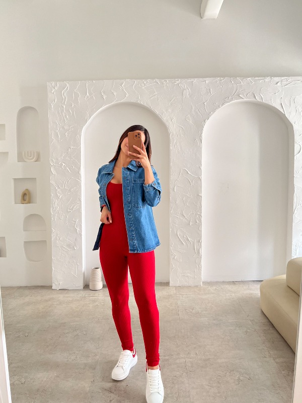 Enterizo Rojo Acanalado PR7