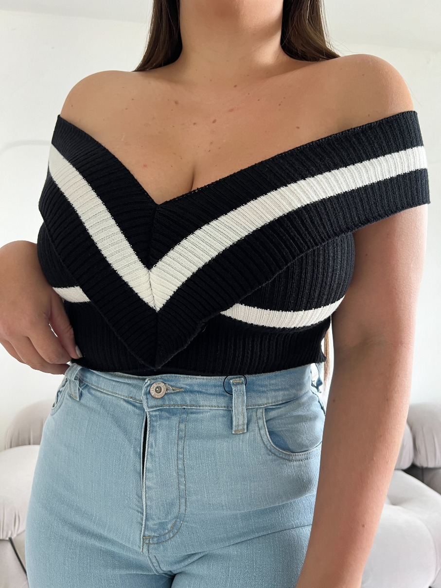 Top Tejido de Franja Blanca mr3