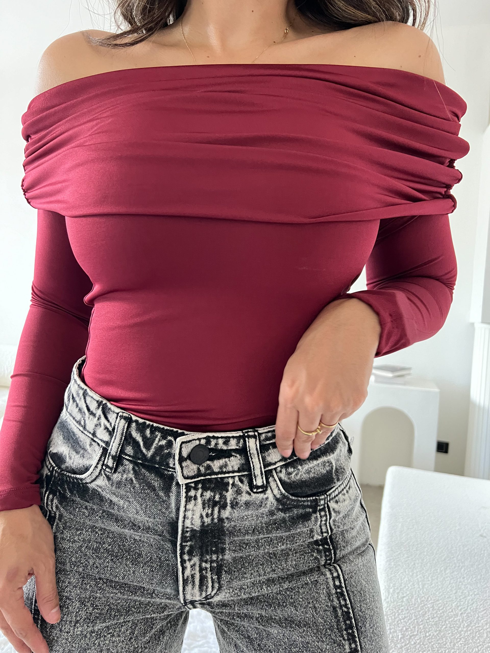 Top cuello bandeja Marilyn vino