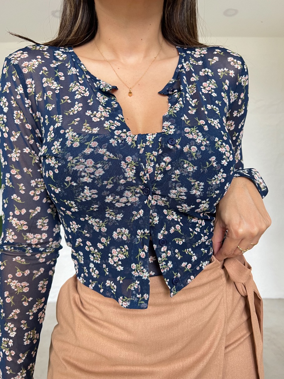 Set de Top y Suéter Flores mesh