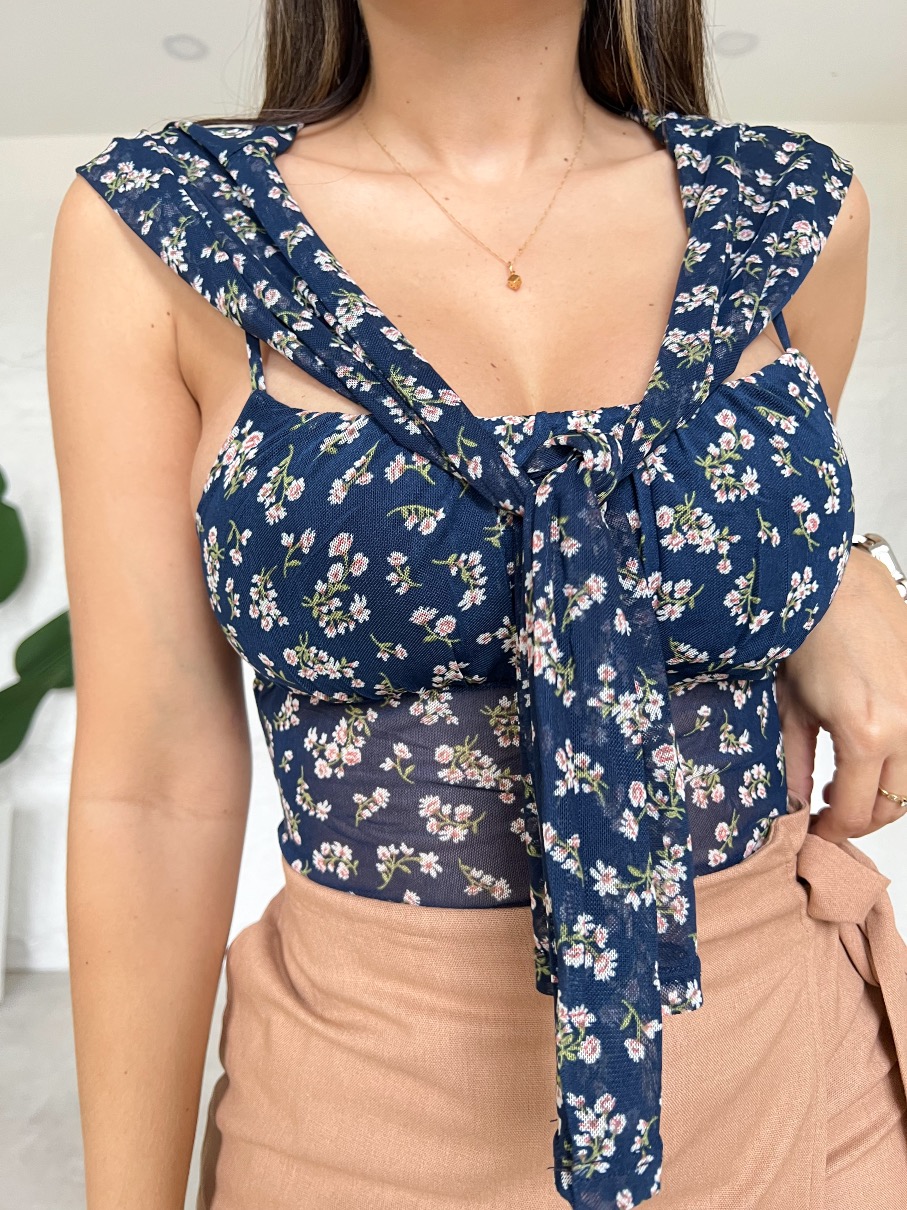 Set de Top y Suéter Flores mesh