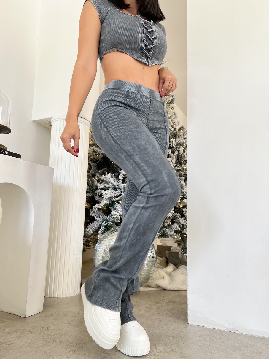 Conjunto Acid wash lace up