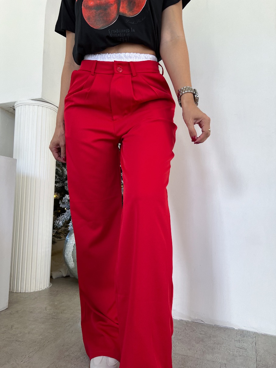 Pantalón de Vestir rojo doble pretina