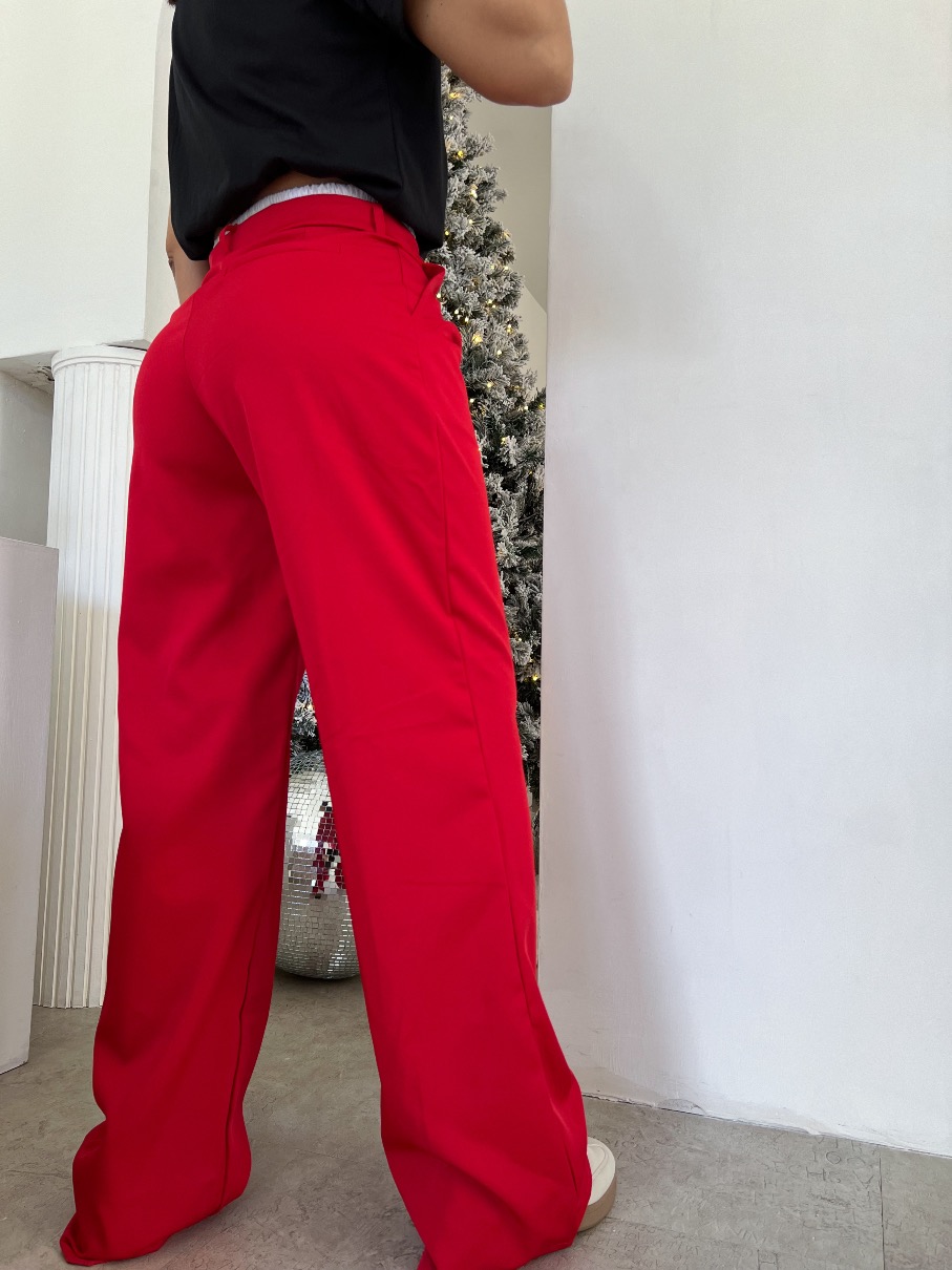 Pantalón de Vestir rojo doble pretina