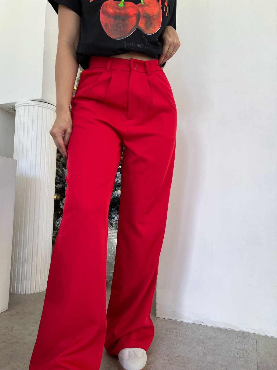 Pantalón de Vestir rojo doble pretina
