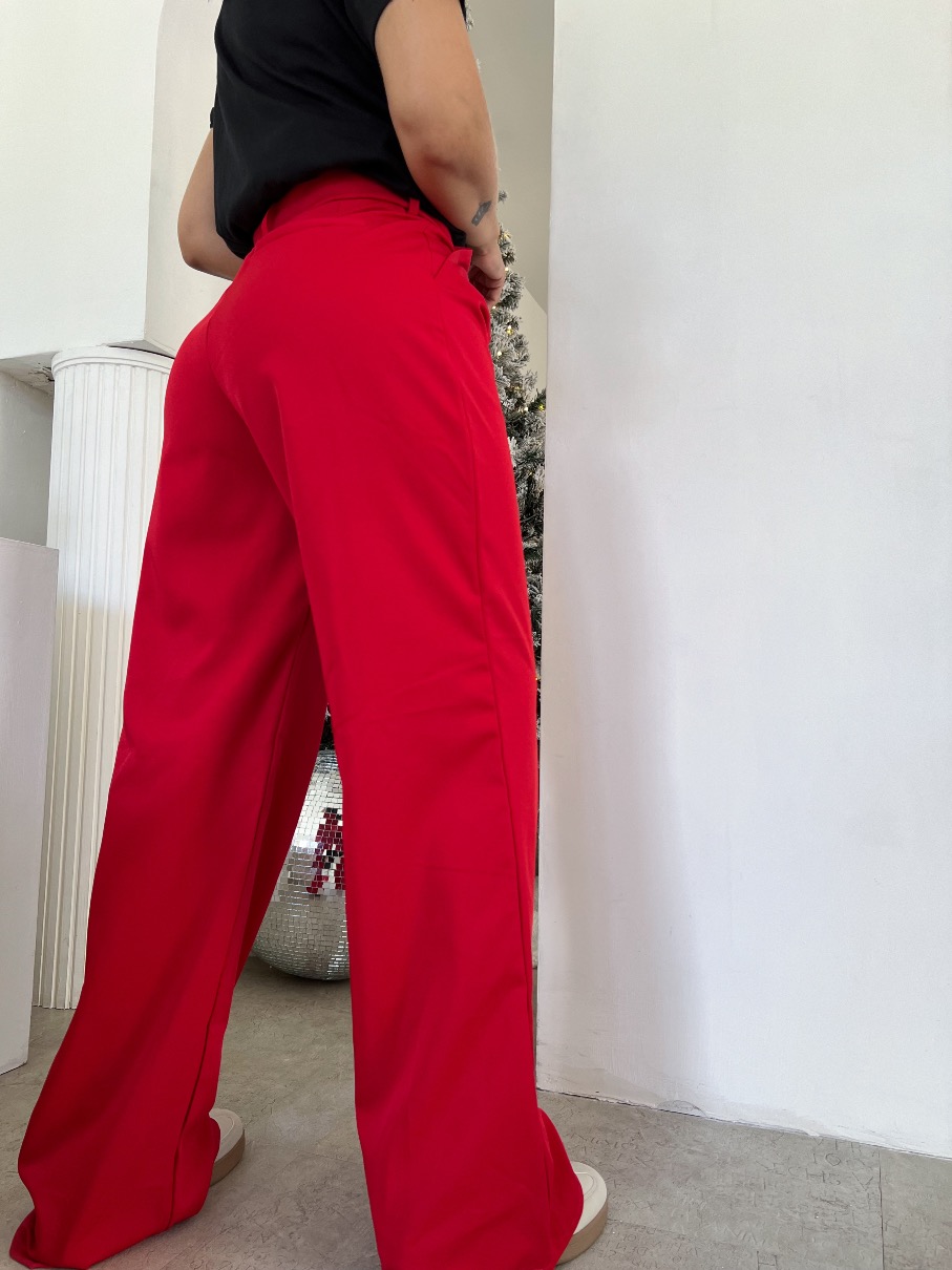 Pantalón de Vestir rojo doble pretina