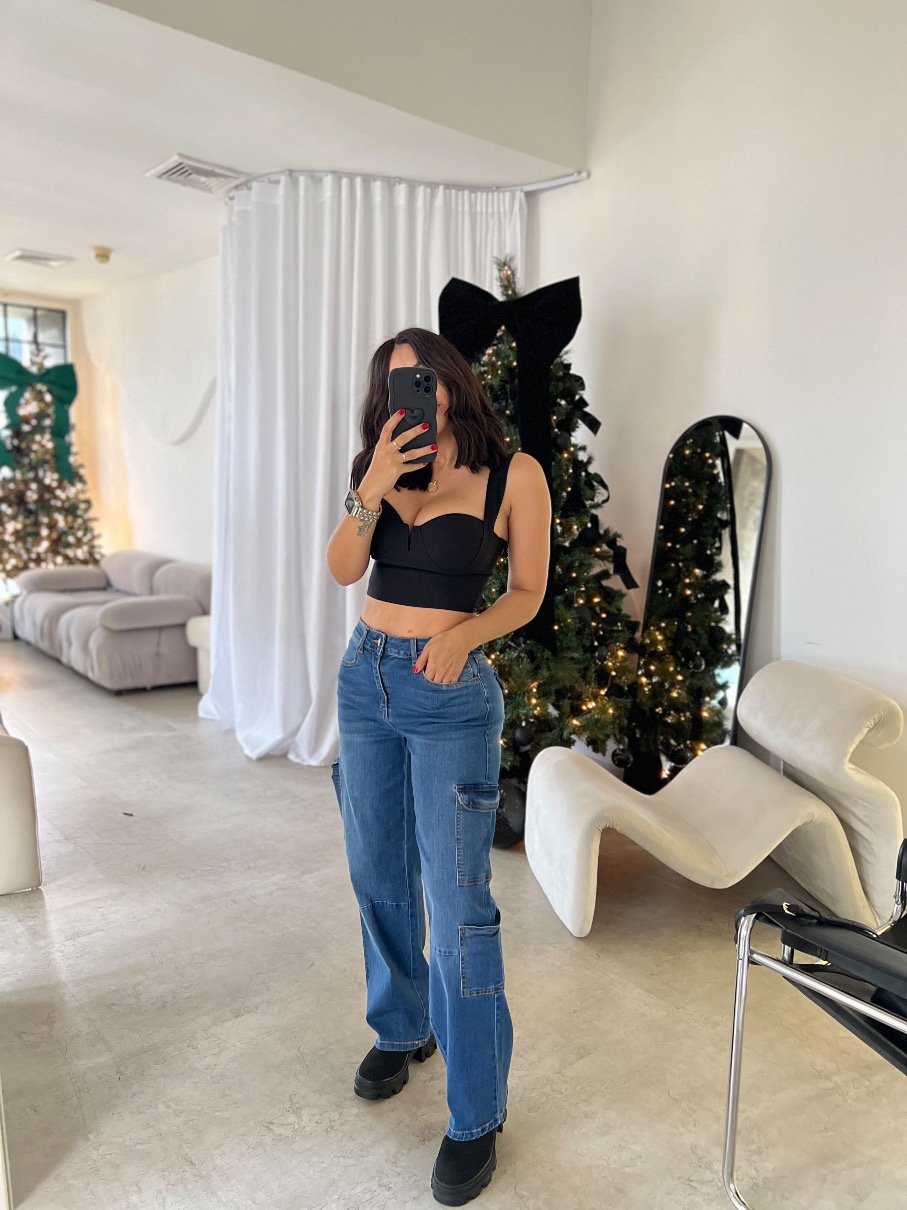 Jeans Wide Leg Cargo wax