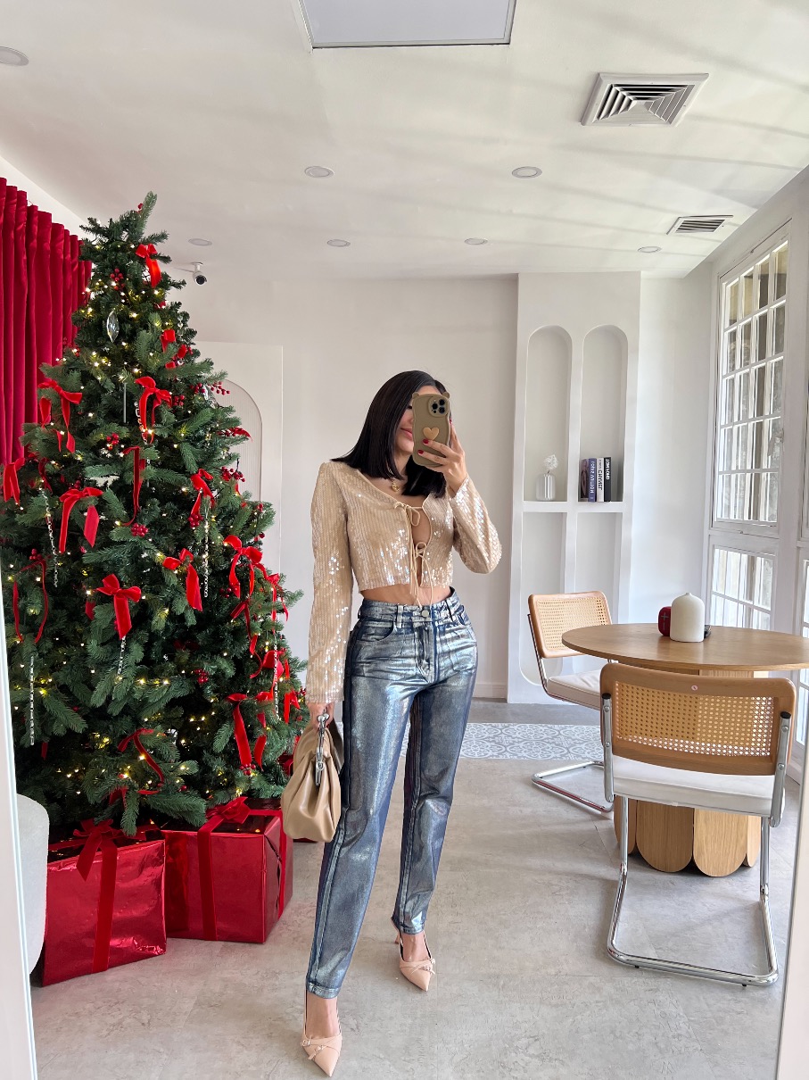 Jeans Straight Plateado