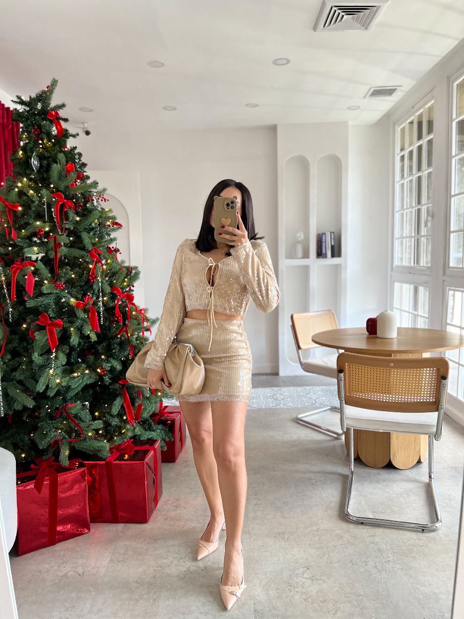 falda nude de Lentejuelas