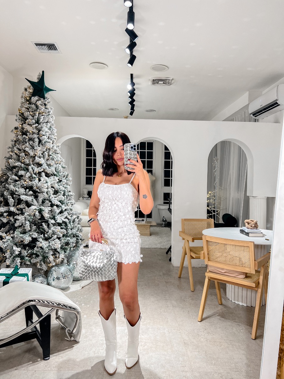 Vestido lentejuela blanco Ellie