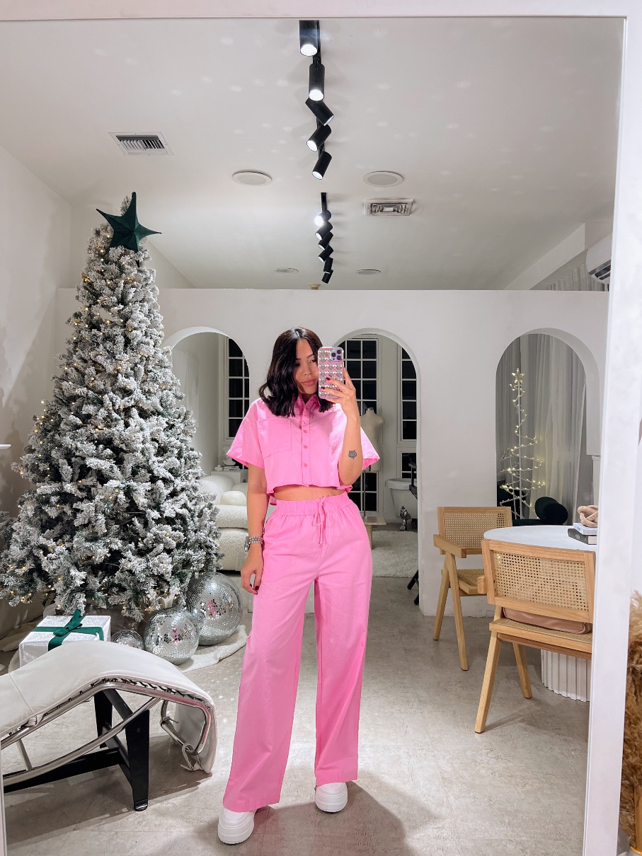 Conjunto lino rosado Jade