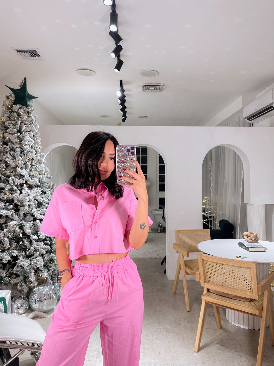 Conjunto lino rosado Jade