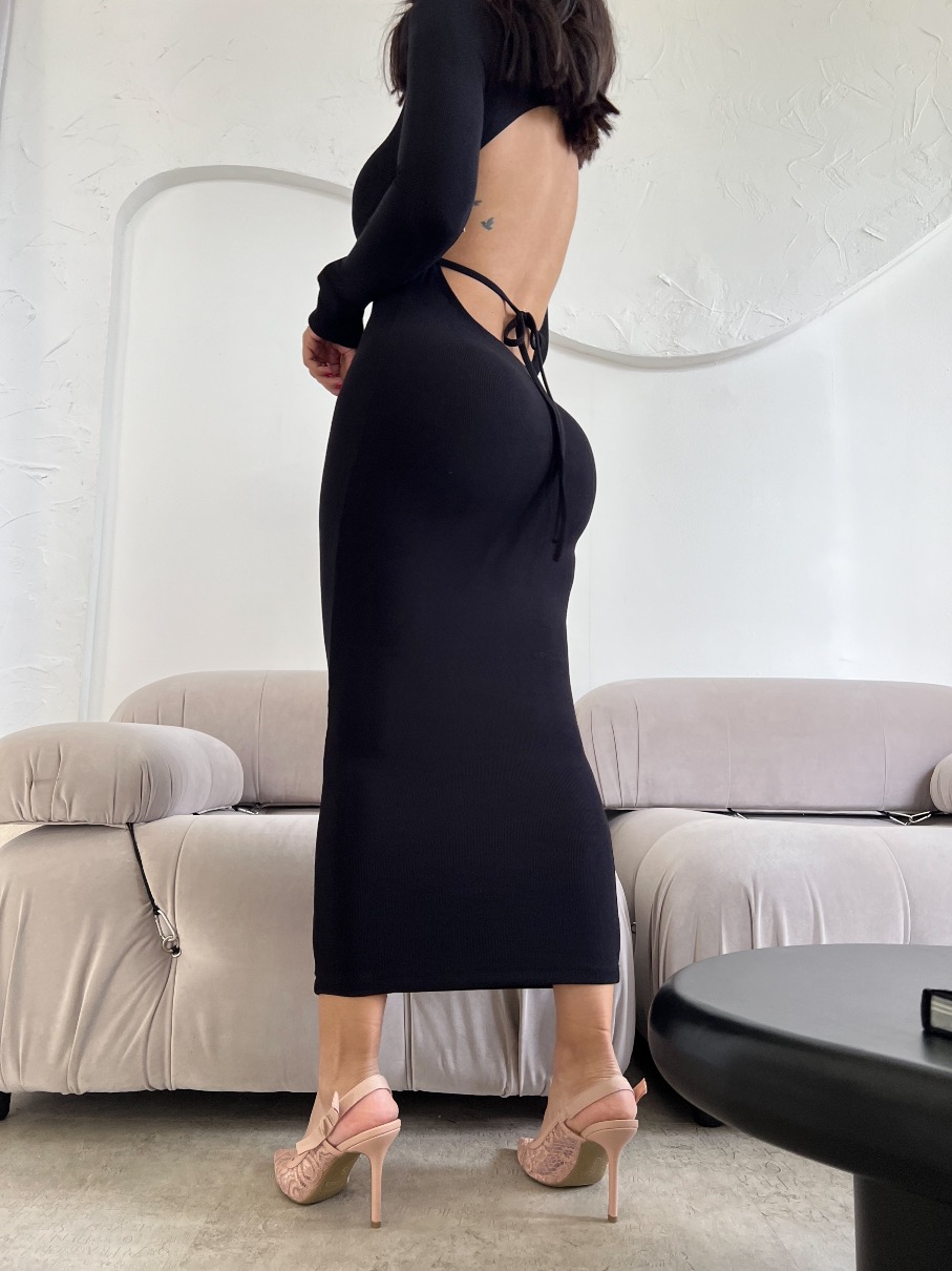 Vestido midi Jolie NEGRO