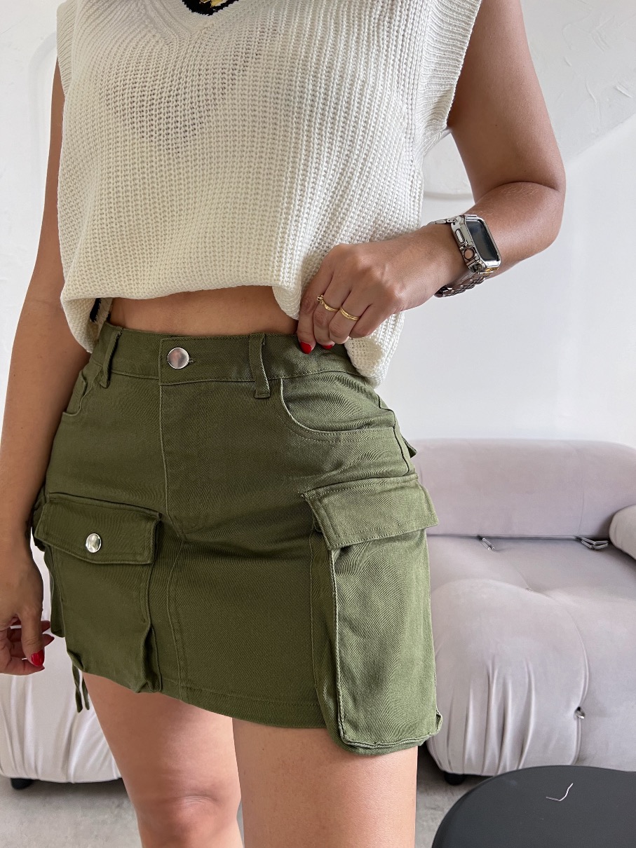 Falda Olive Cargo doble pretina