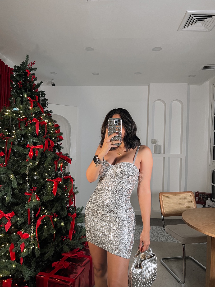 Vestido plateado push up lentejuela Mabel LT5