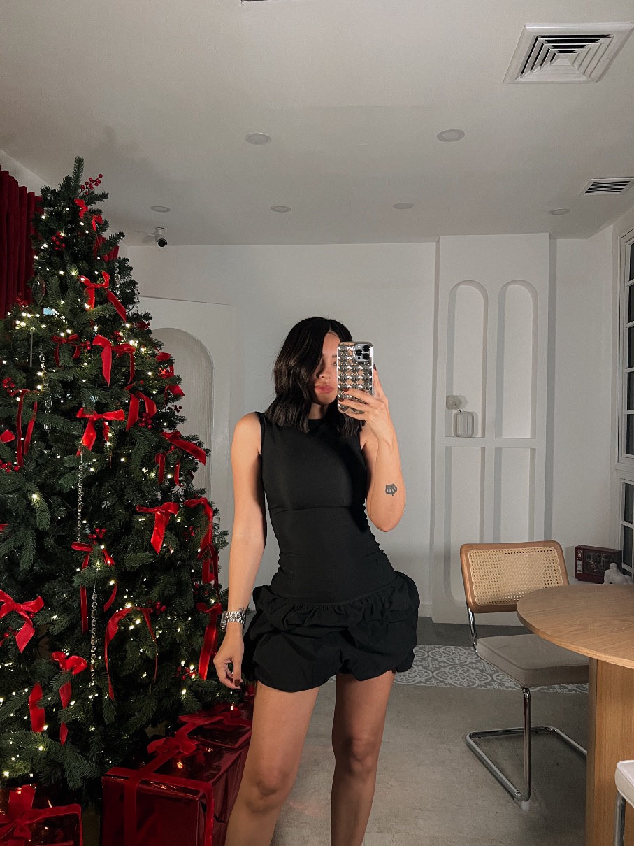 Vestido negro globo Zara