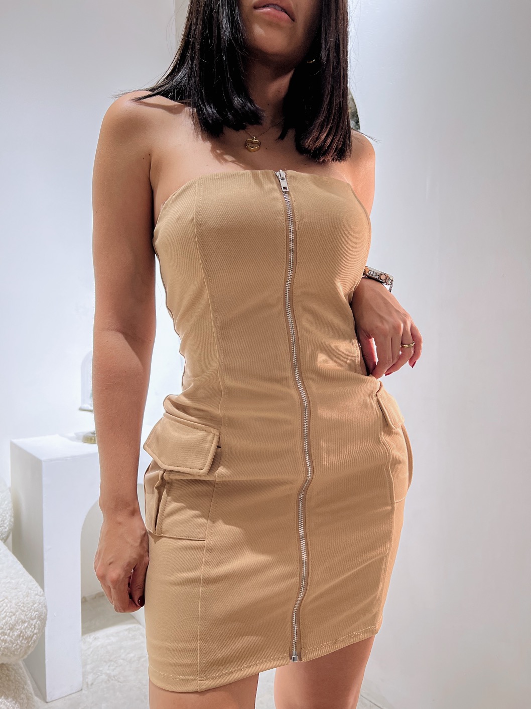 Vestido Strapless Cierre Lina