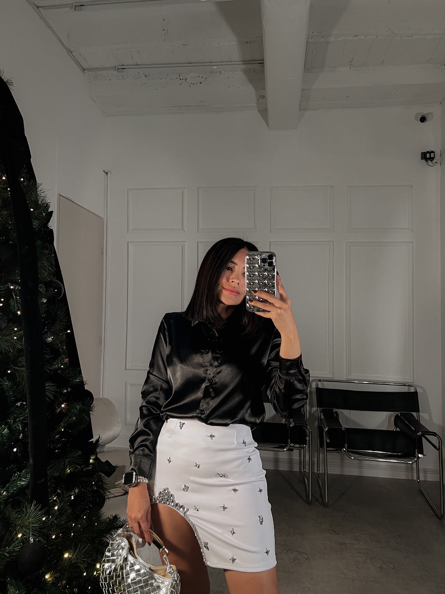 Falda blanca pedrería Nicole