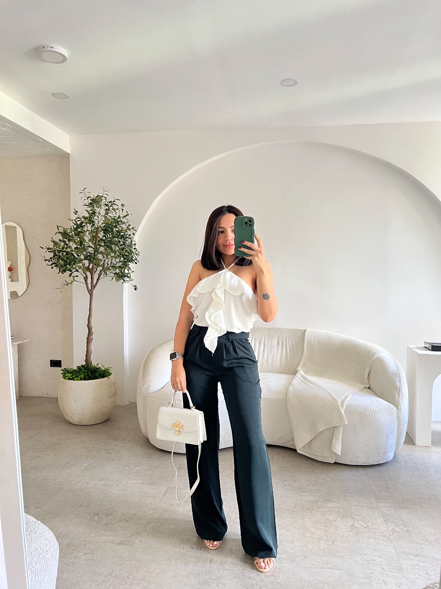 Pantalón con pinzas verde Chantal