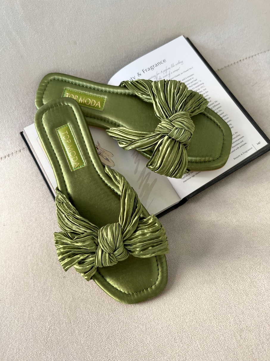 Sandalias flat green lazo