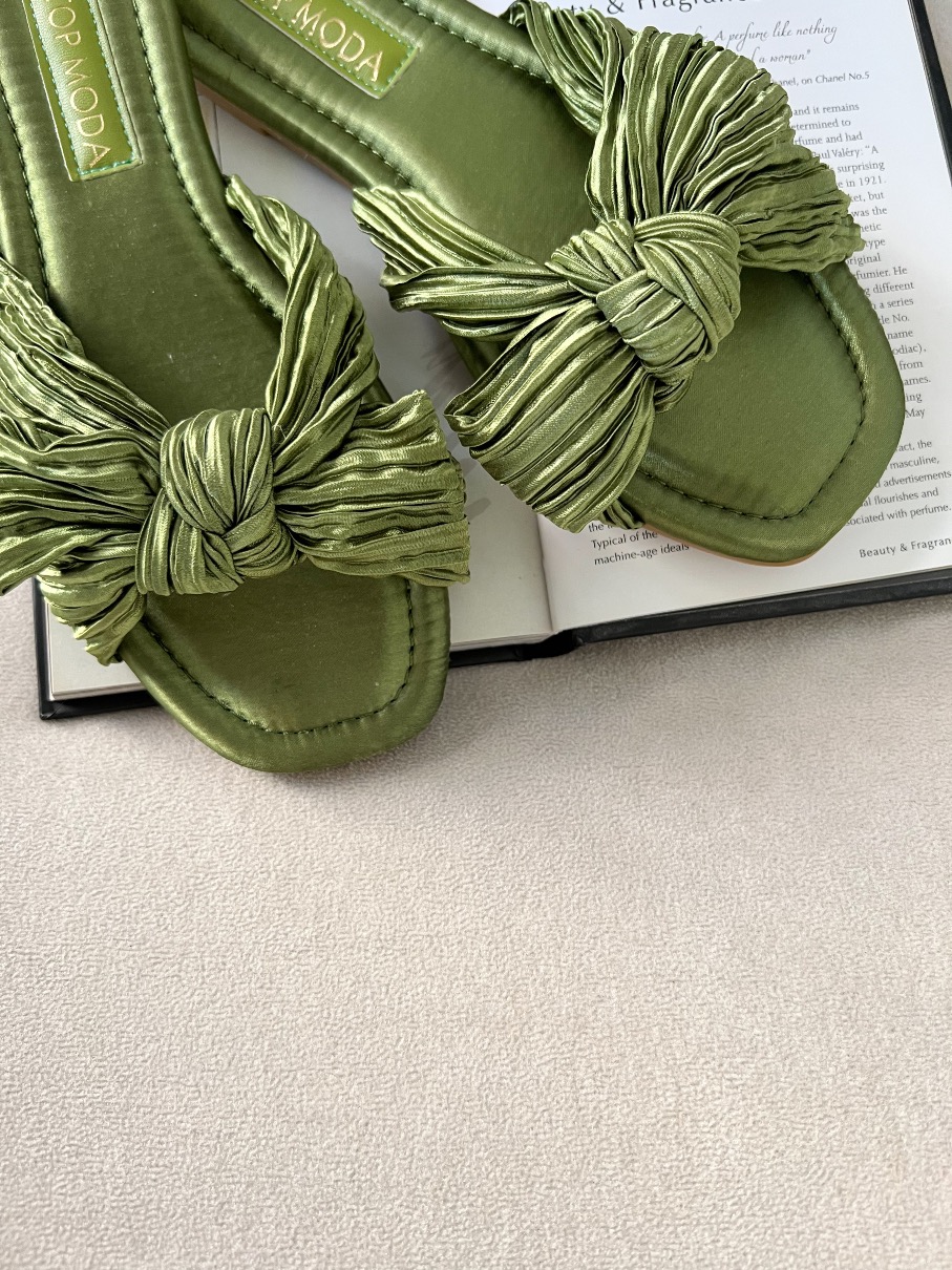 Sandalias flat green lazo